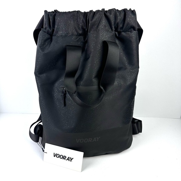 Vooray Flex Cinch Backpack Black FOIL Nylon Lightweight Drawstring Brand New - Picture 2 of 13